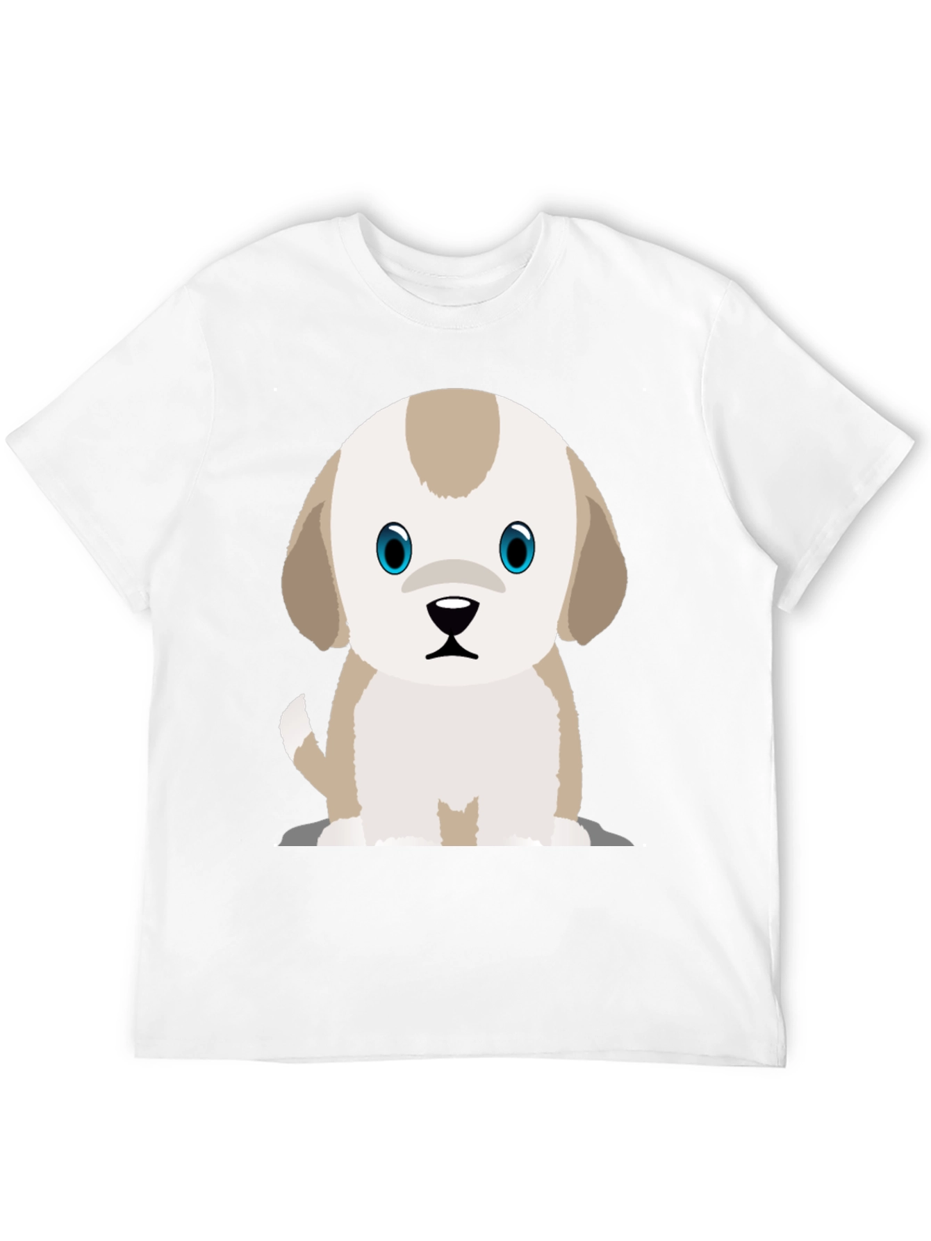 Cute Puppy Graphic Print Black T-Shirt