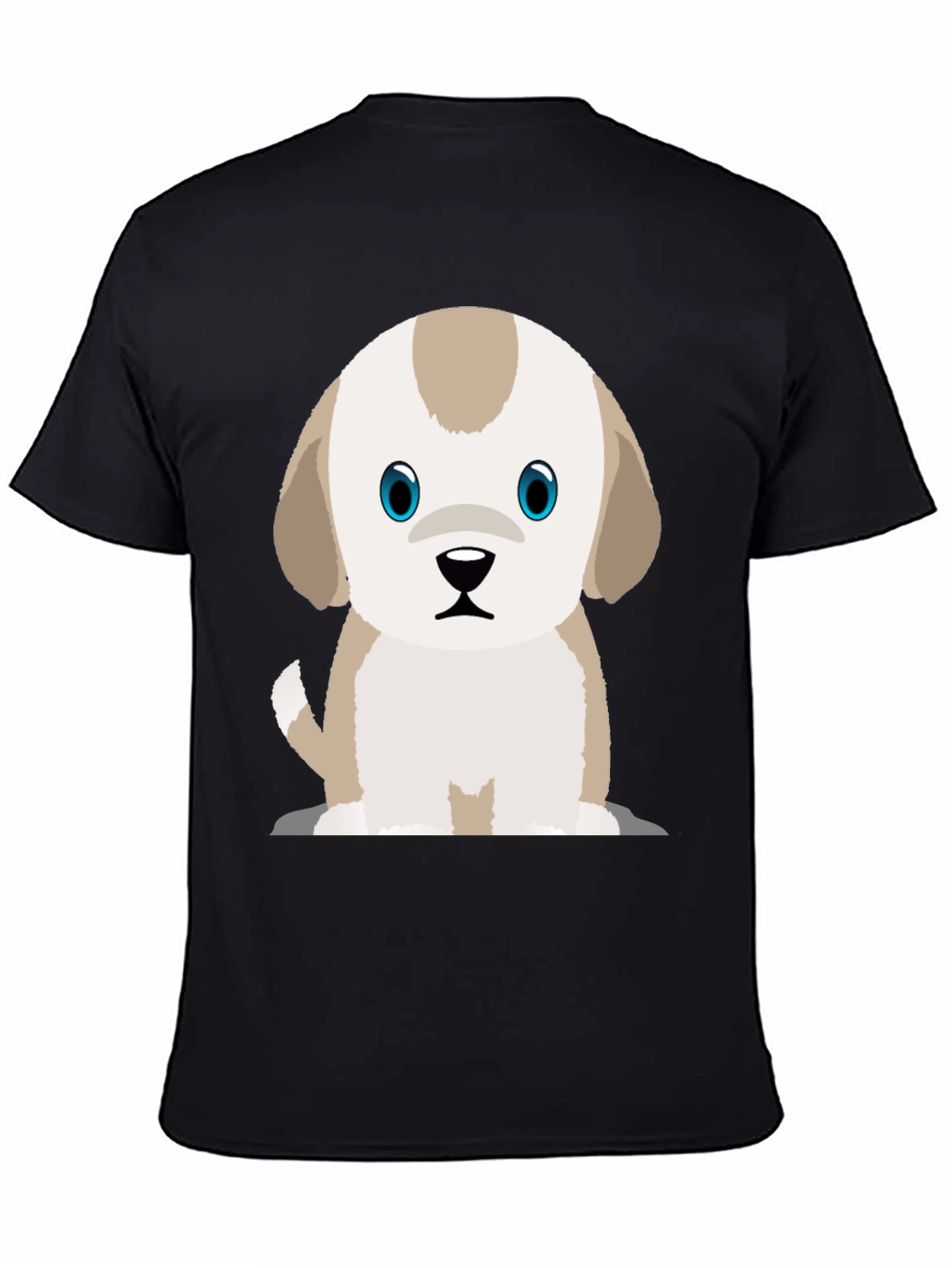 Cute Puppy Graphic Print Black T-Shirt