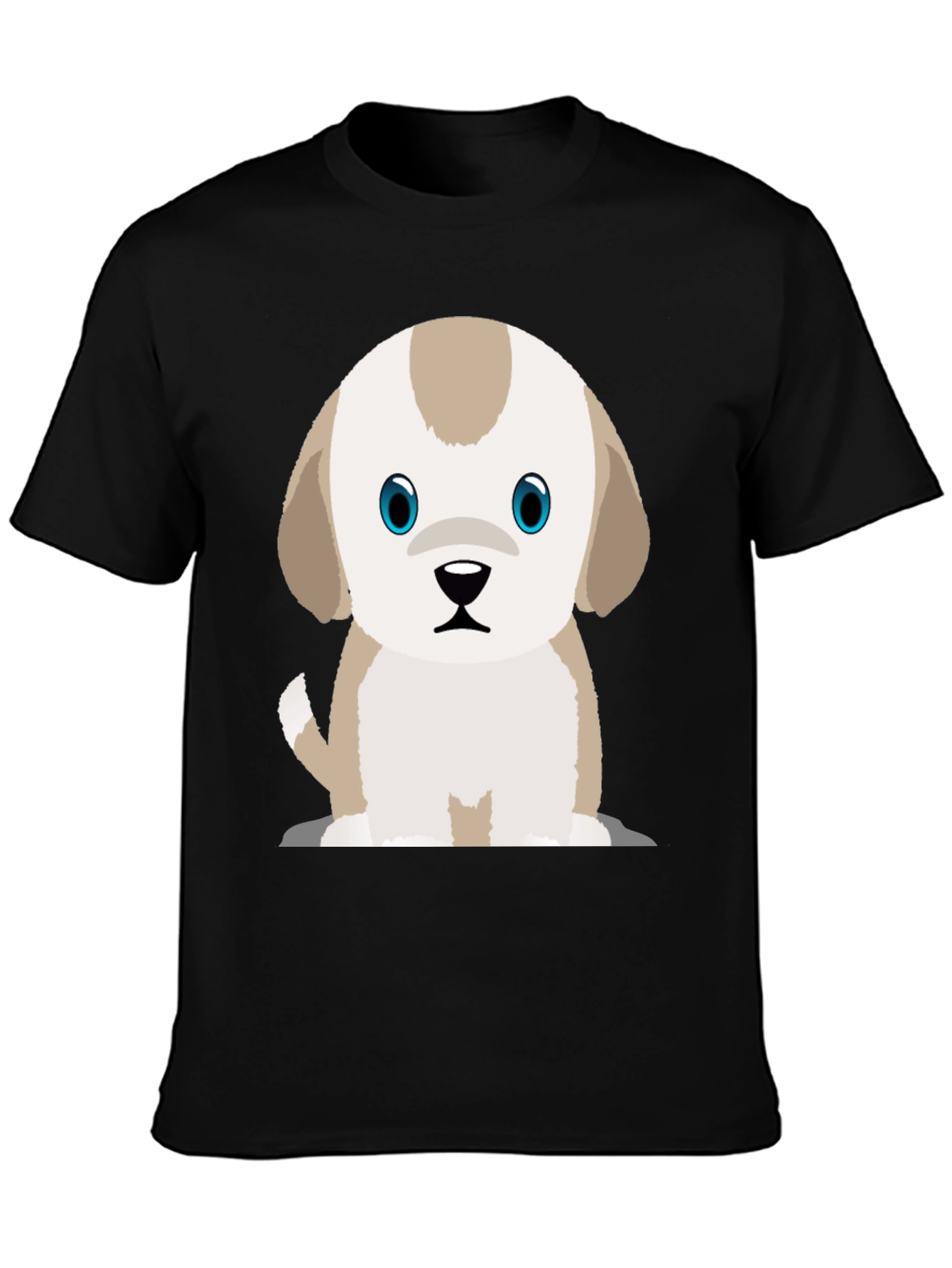 Cute Puppy Graphic Print Black T-Shirt