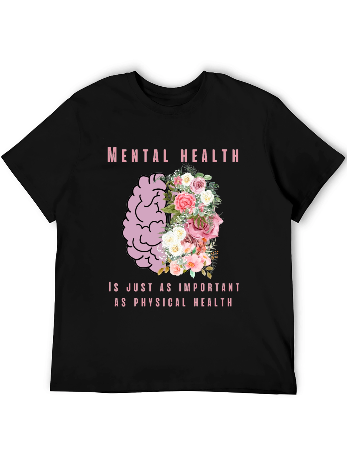 Mental Health Awareness T-Shirt - Floral Brain Design