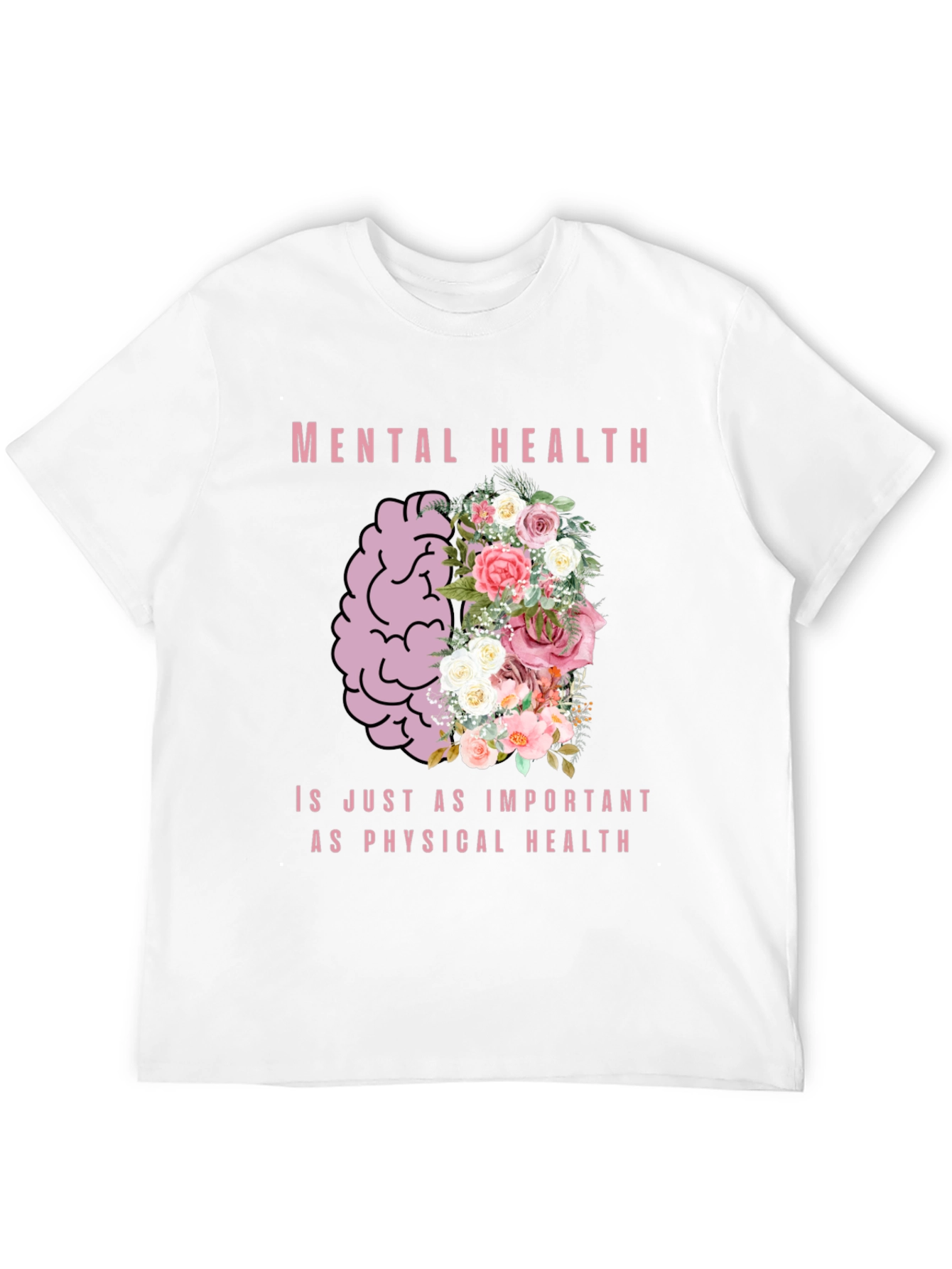 Mental Health Awareness T-Shirt - Floral Brain Design