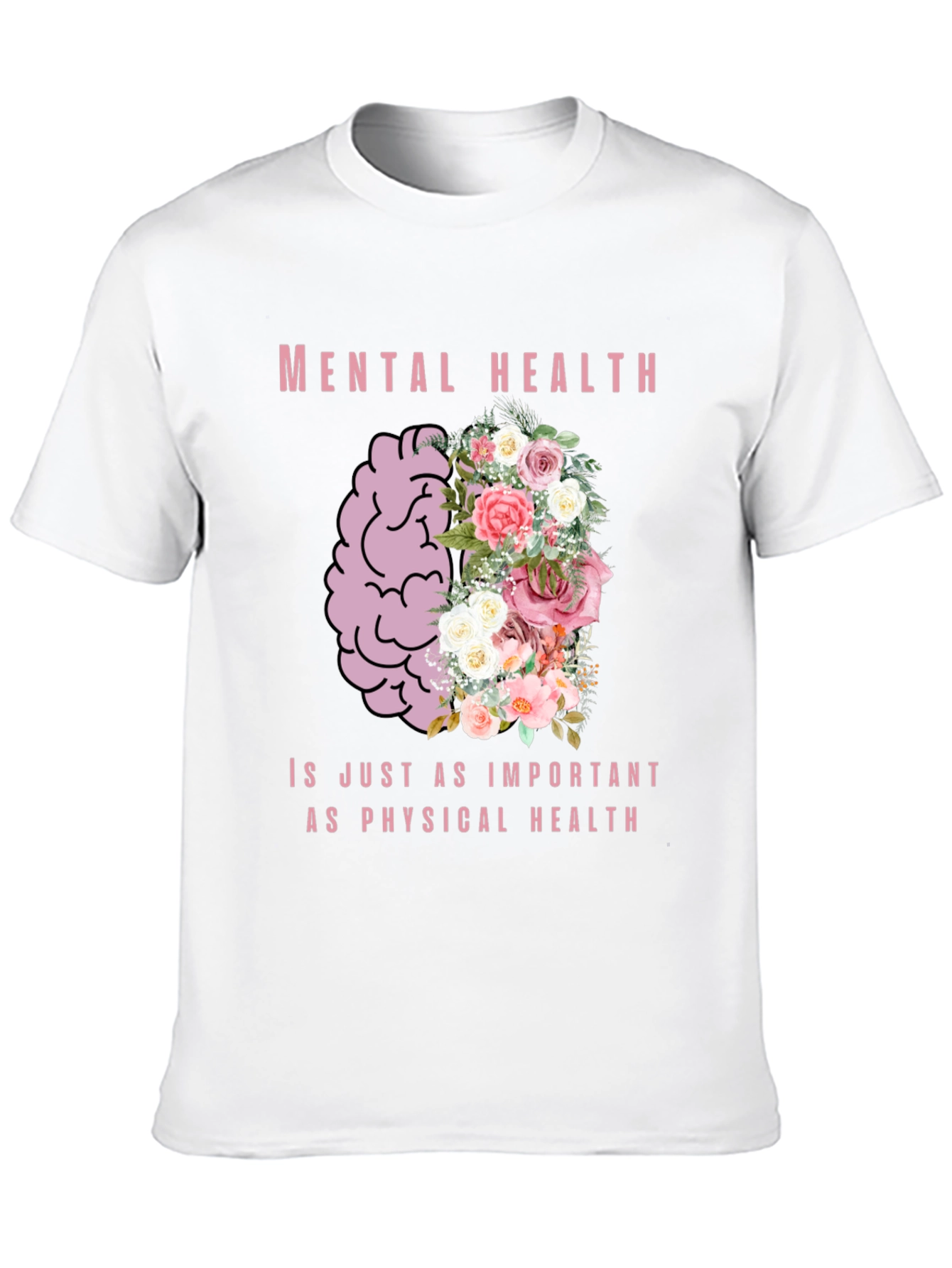 Mental Health Awareness T-Shirt - Floral Brain Design