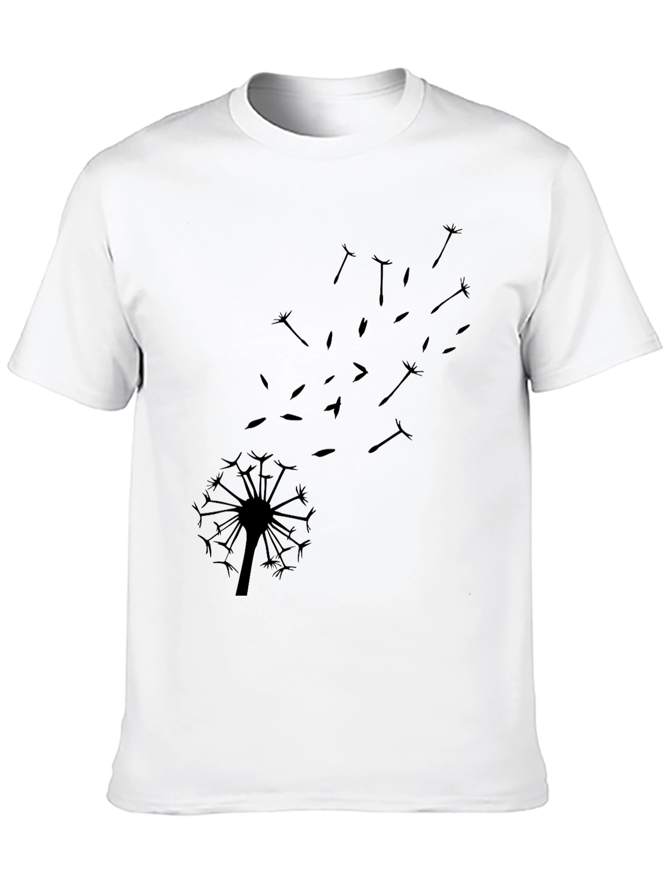 Dandelion Graphic Tee - Black Cotton Blend Casual T-Shirt