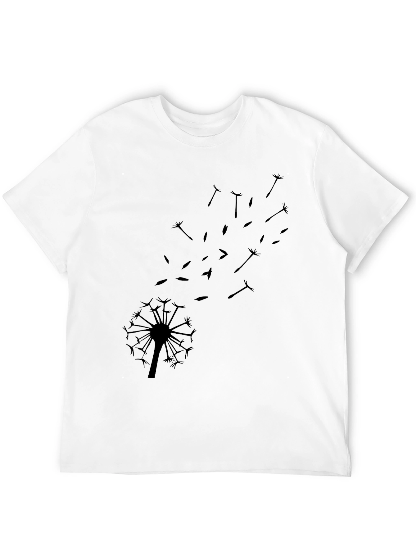 Dandelion Graphic Tee - Black Cotton Blend Casual T-Shirt