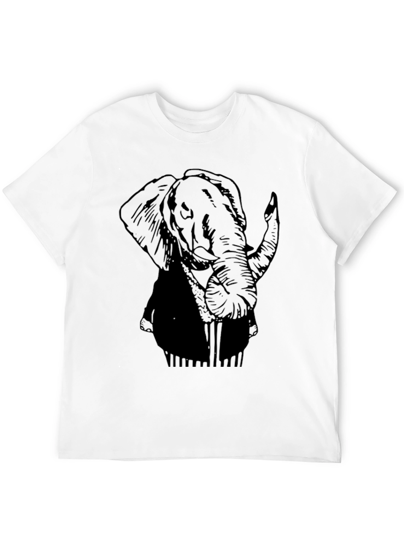 Black Elephant Graphic Print Mens T-Shirt