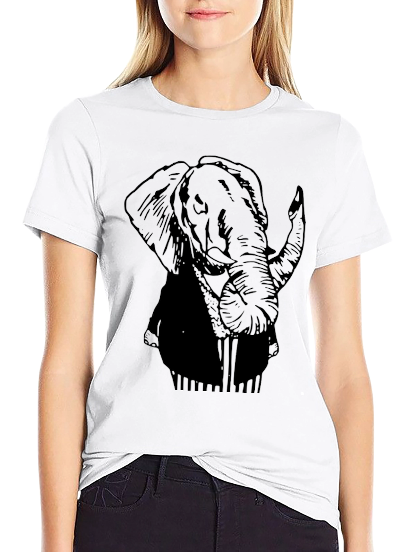 Black Elephant Graphic Print Mens T-Shirt