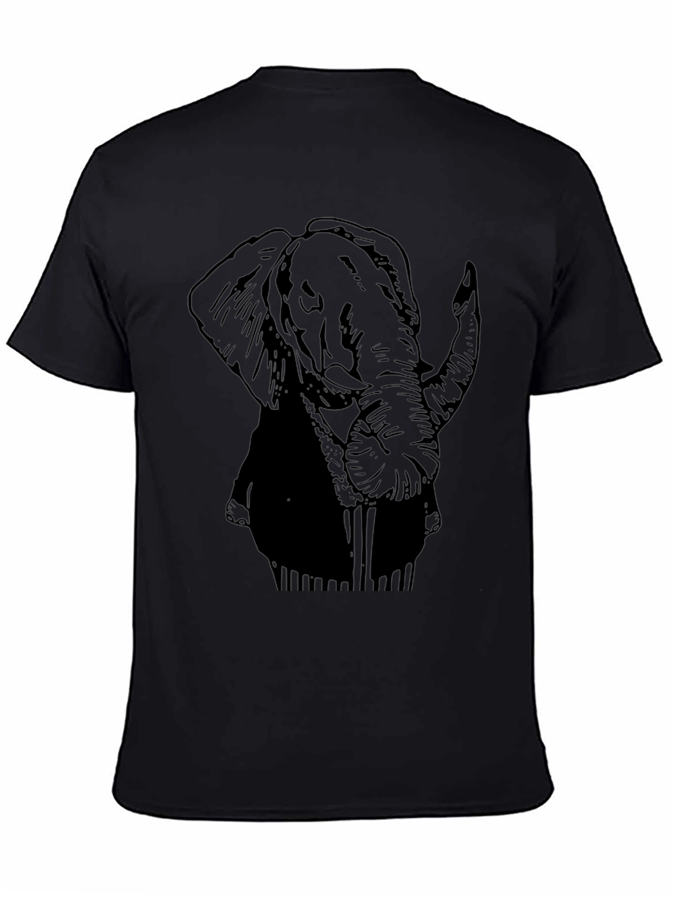 Black Elephant Graphic Print Mens T-Shirt