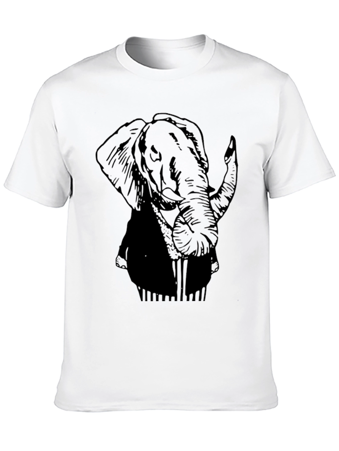 Black Elephant Graphic Print Mens T-Shirt