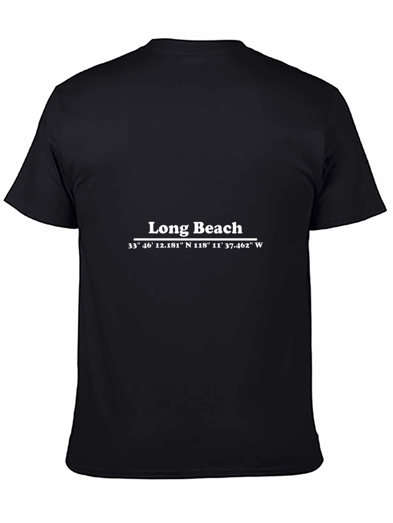 Long Beach Coordinates Black T-Shirt