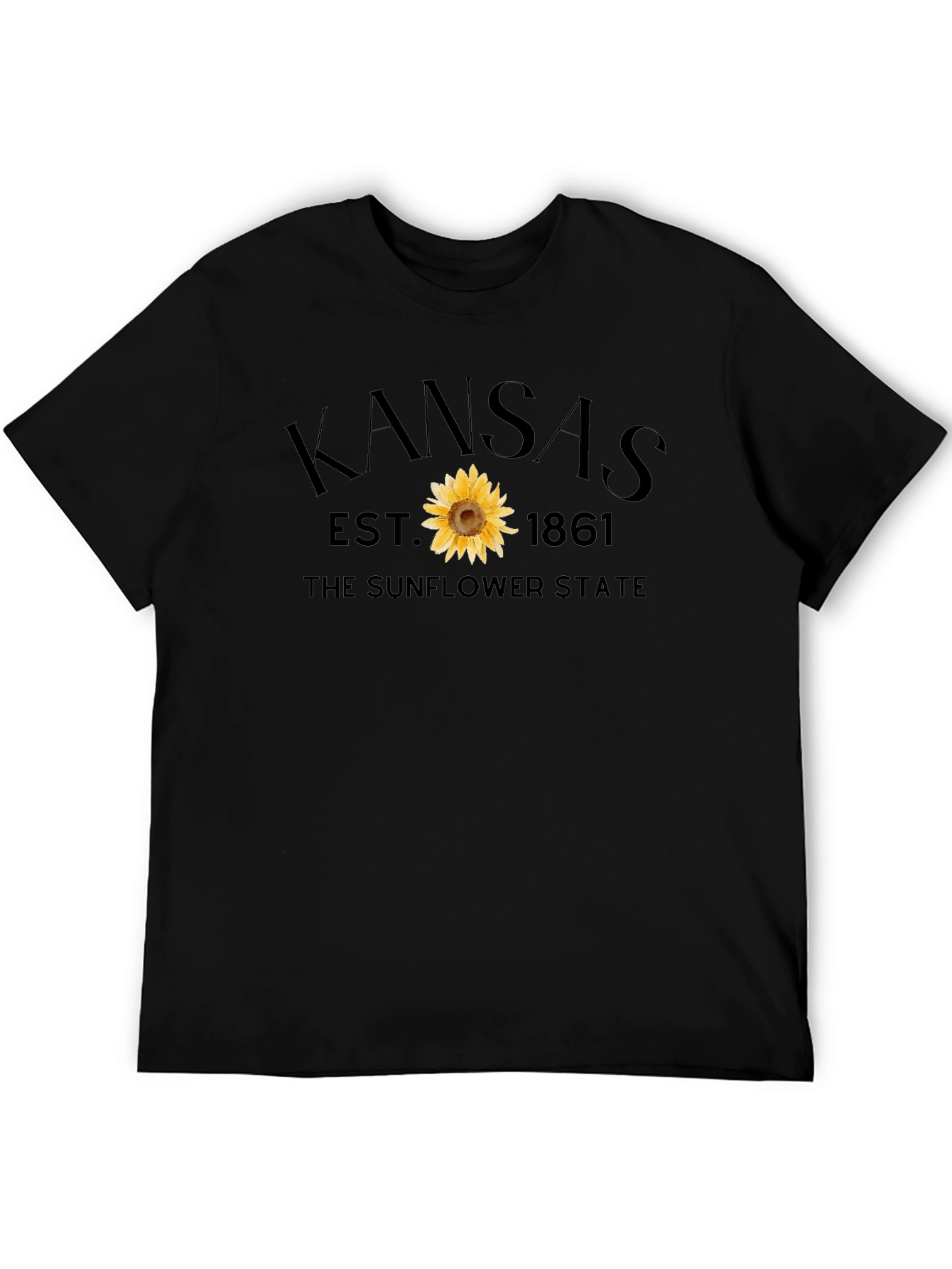 Kansas Sunflower State T-Shirt - Est. 1861 - Black