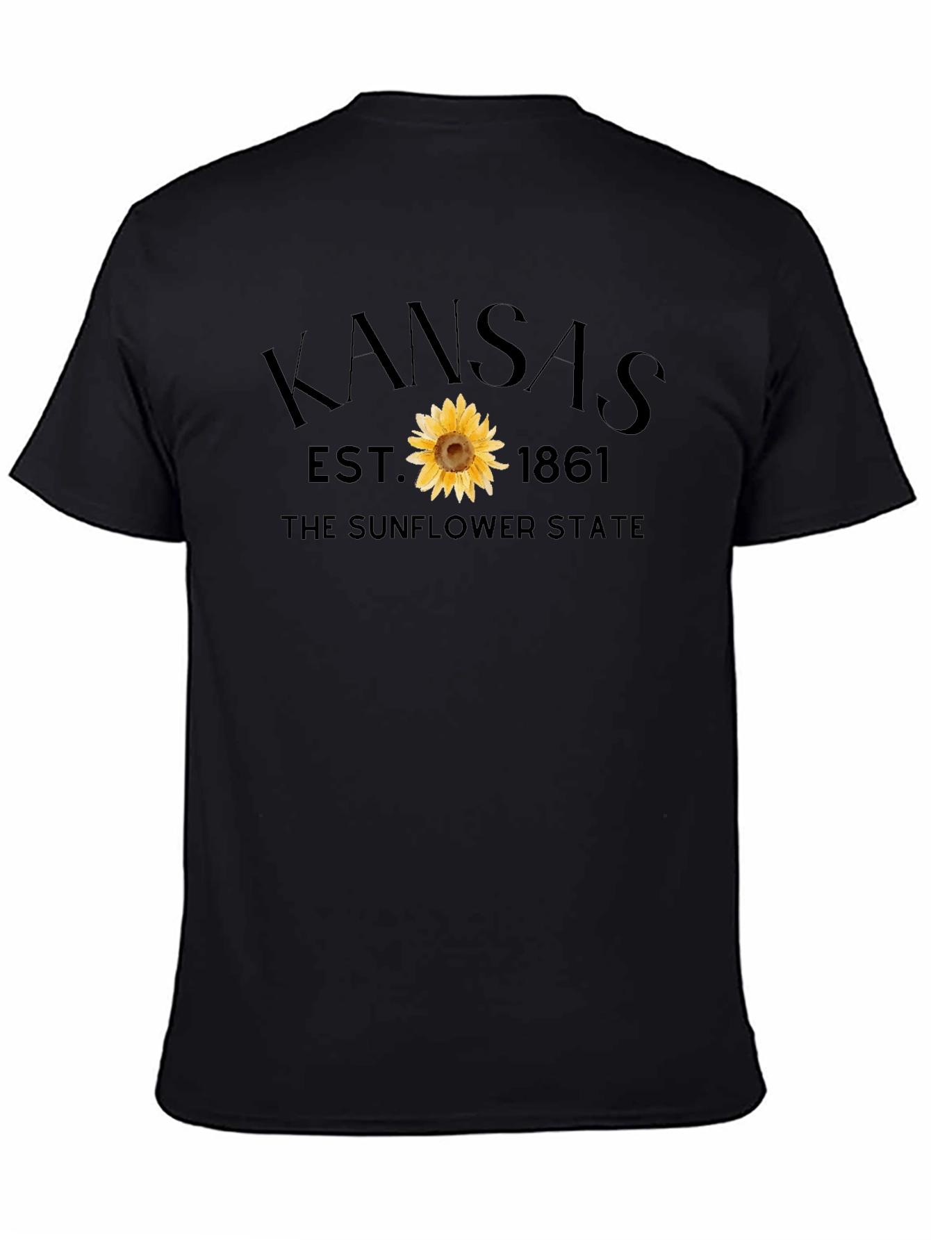 Kansas Sunflower State T-Shirt - Est. 1861 - Black