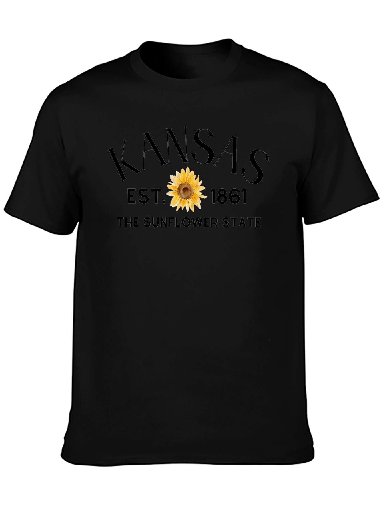 Kansas Sunflower State T-Shirt - Est. 1861 - Black