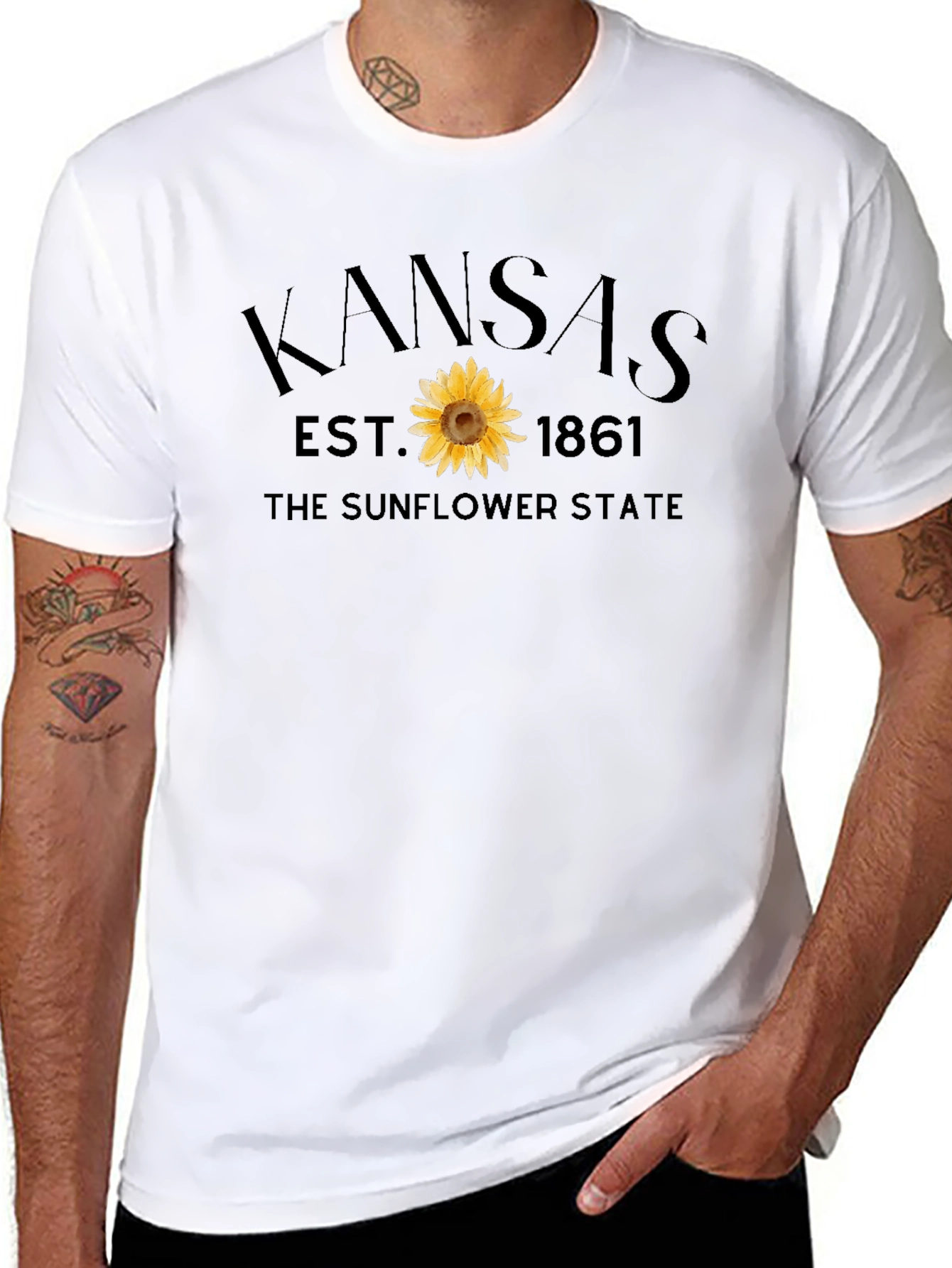 Kansas Sunflower State T-Shirt - Est. 1861 - Black