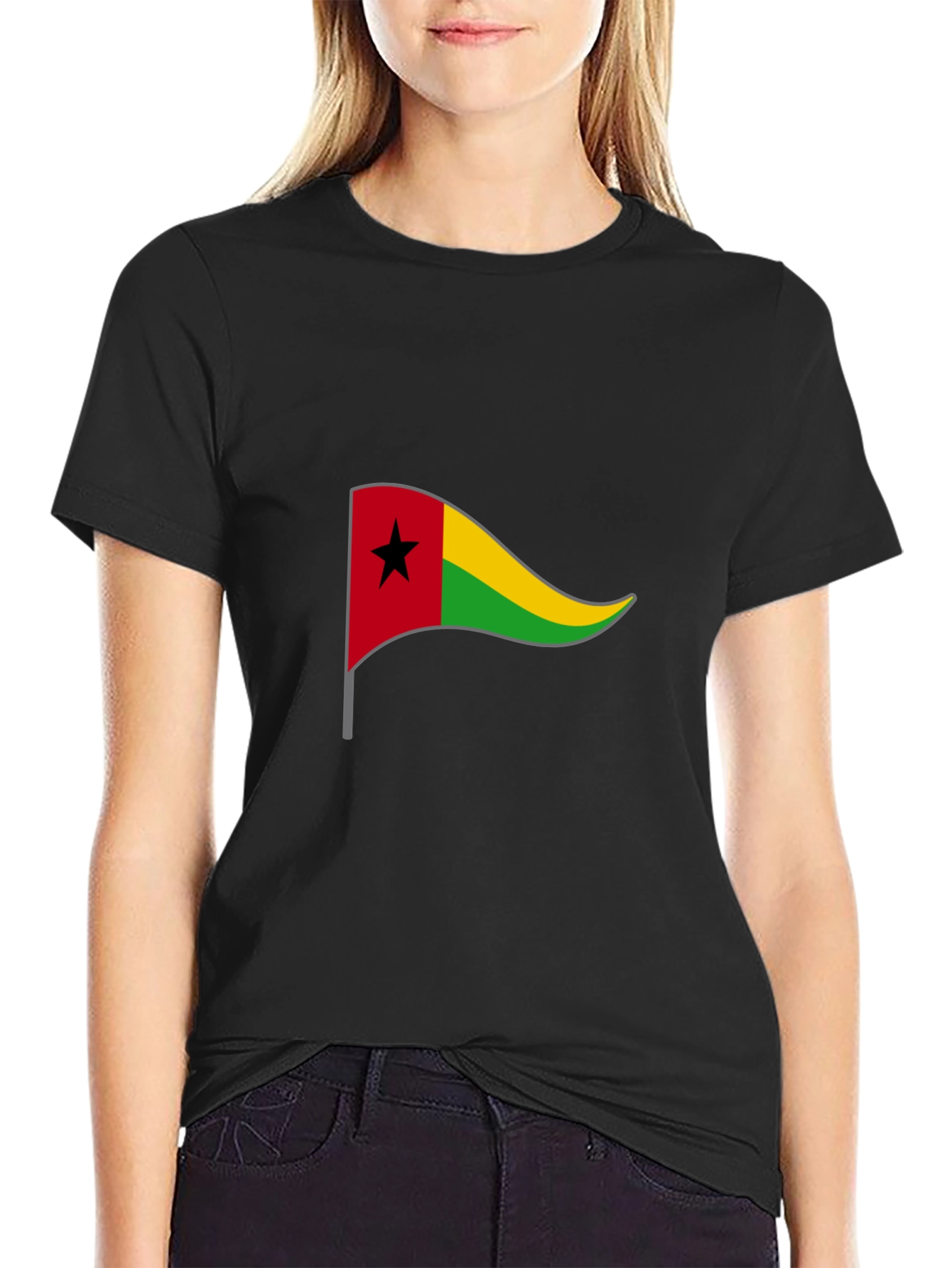 Guinea-Bissau Flag Graphic Black Tee