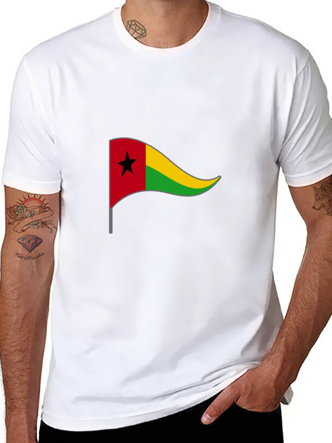 Guinea-Bissau Flag Graphic Black Tee