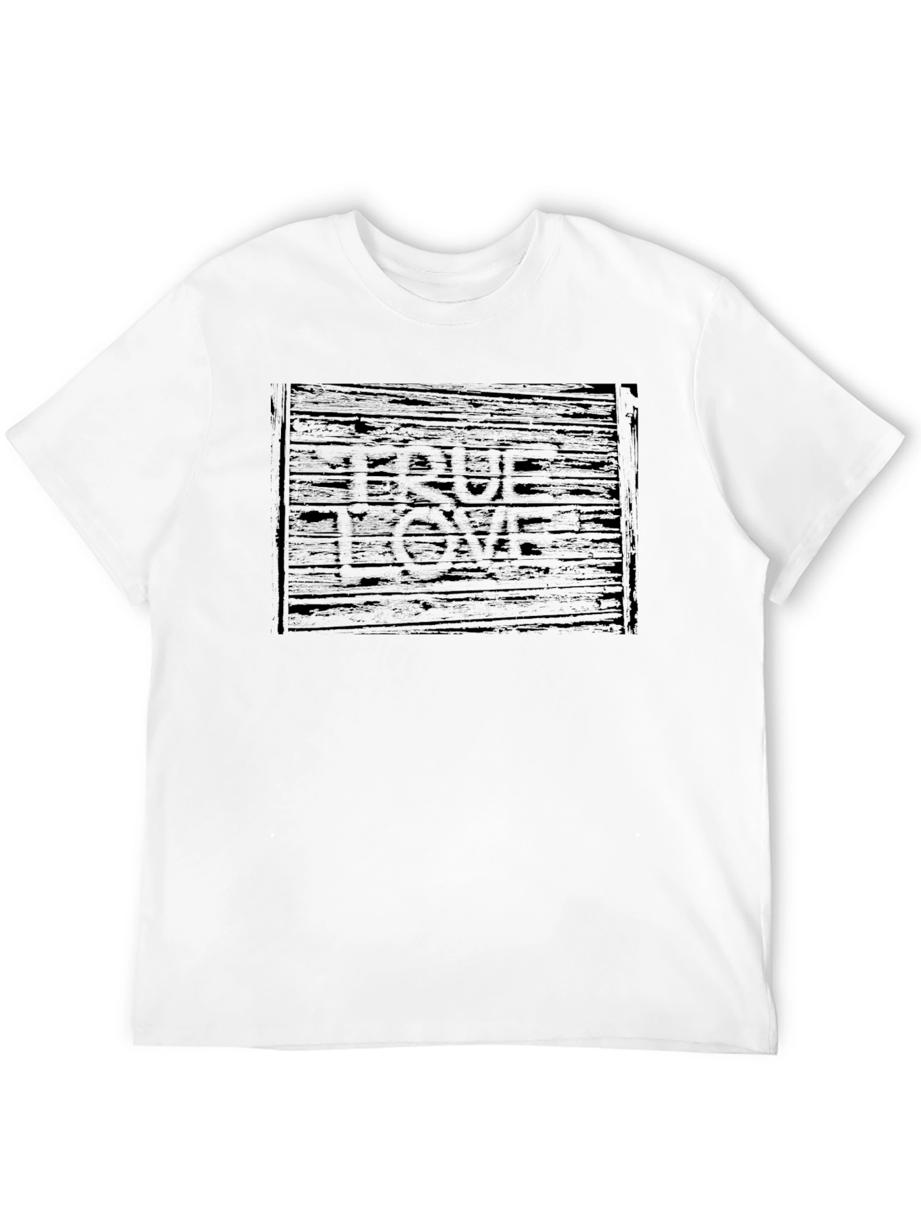 True Love Woodgrain Graphic T-Shirt - Black