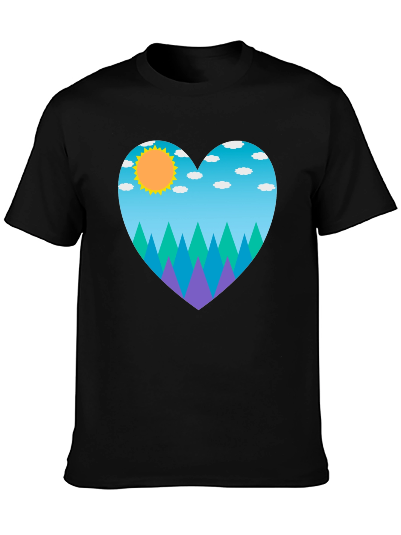 Nature Heart T-Shirt - Black Cotton Tee