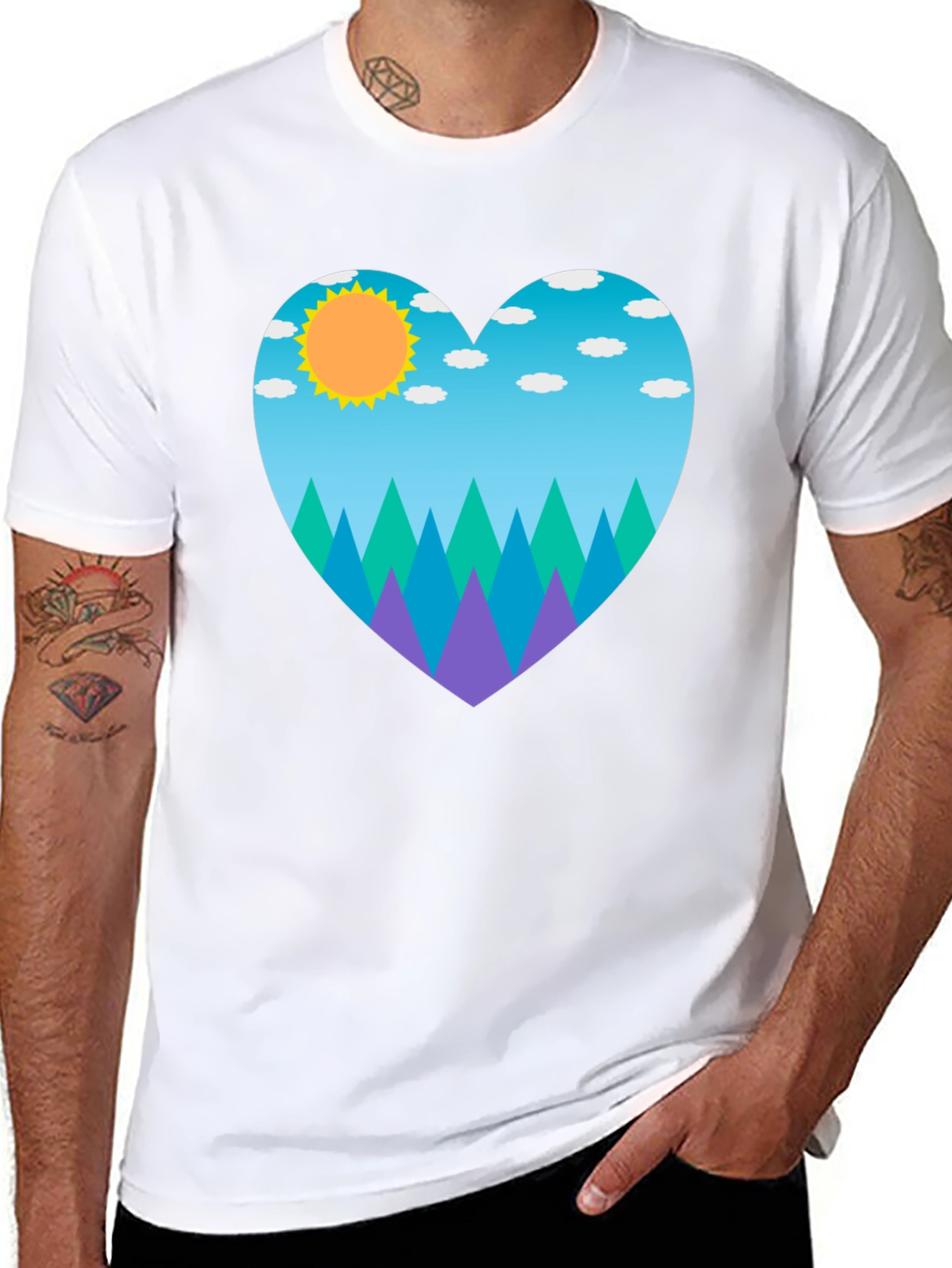 Nature Heart T-Shirt - Black Cotton Tee