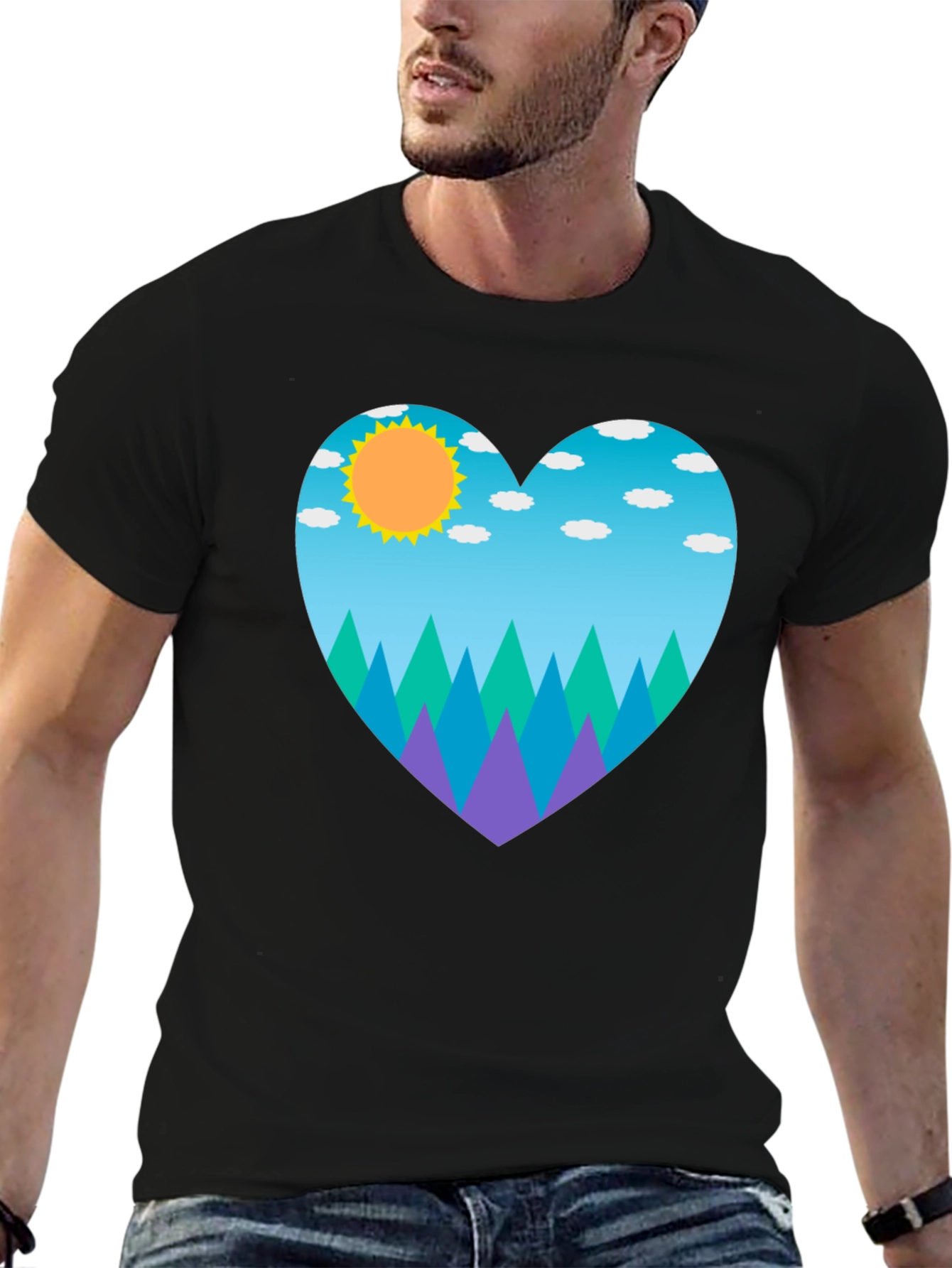 Nature Heart T-Shirt - Black Cotton Tee