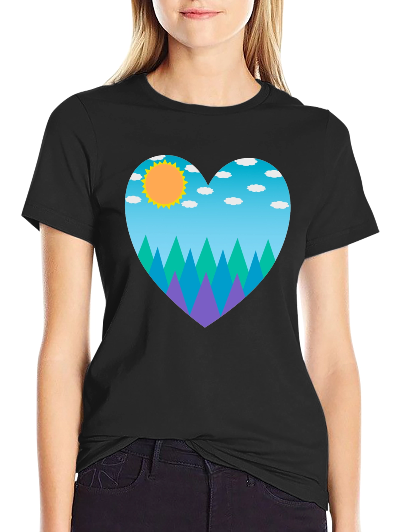 Nature Heart T-Shirt - Black Cotton Tee