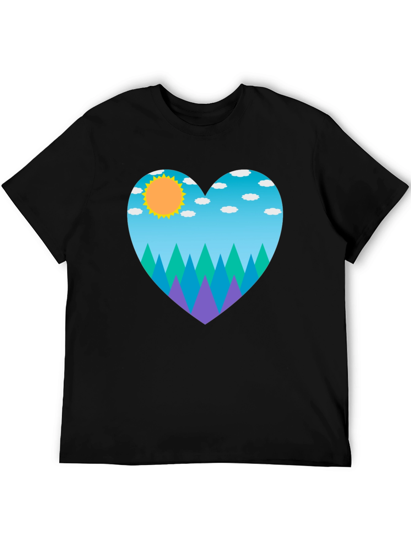 Nature Heart T-Shirt - Black Cotton Tee