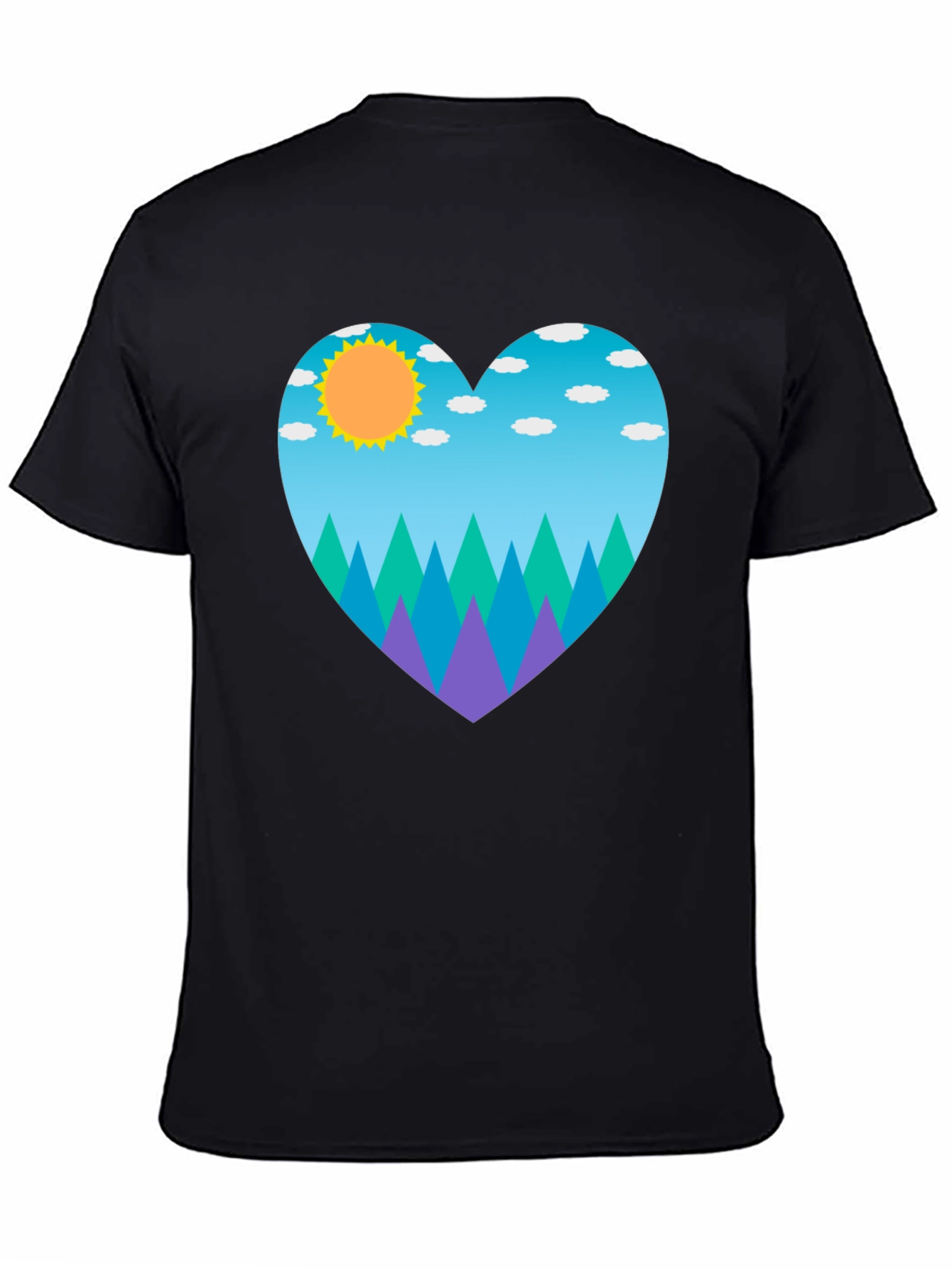 Nature Heart T-Shirt - Black Cotton Tee