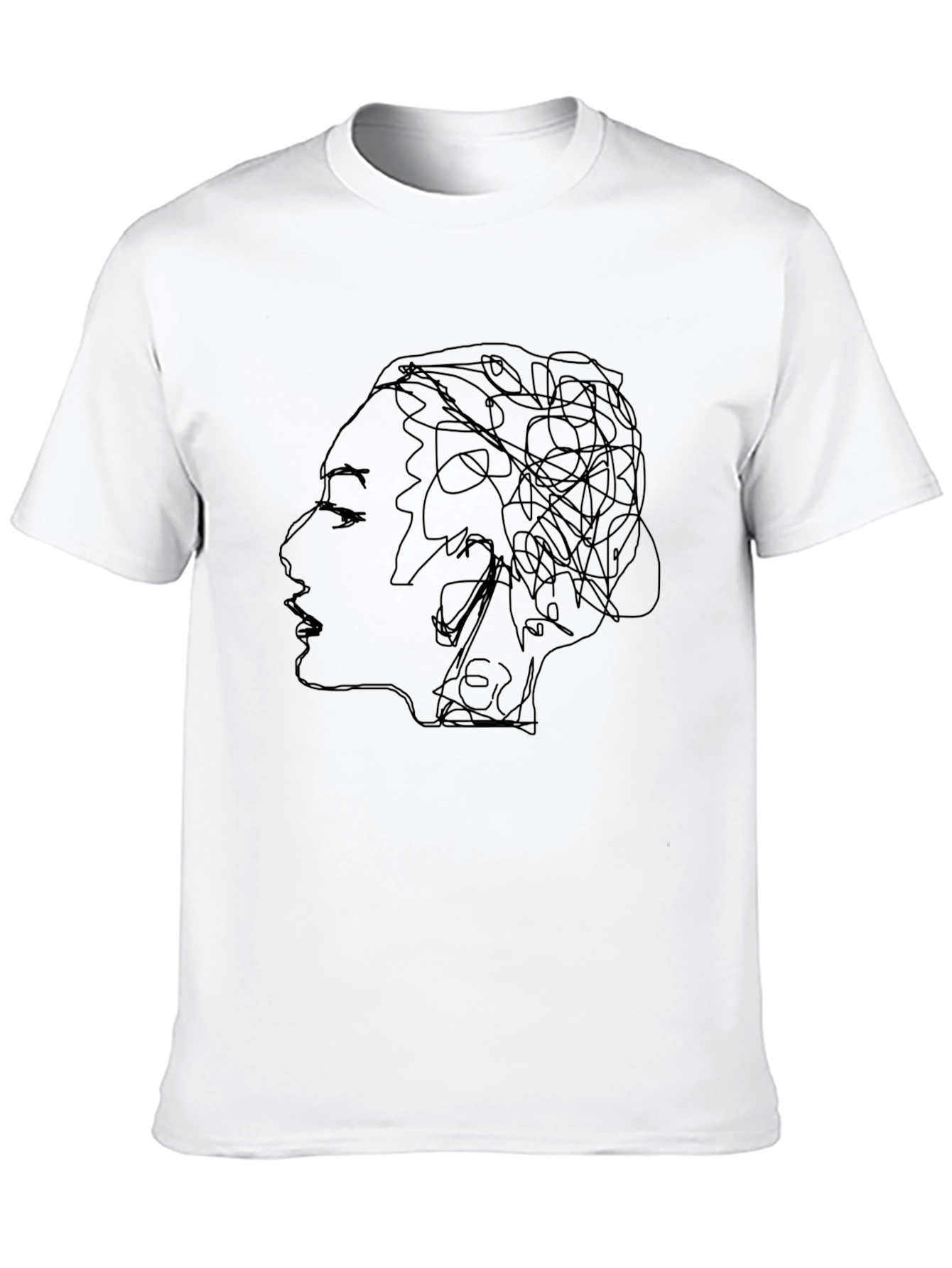 Abstract Woman Face Graphic Tee - Unisex Black T-Shirt