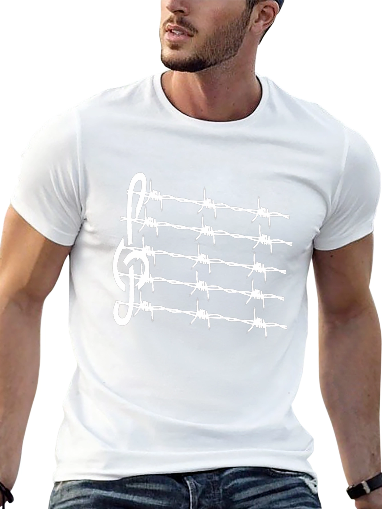 Barbed Wire Music Clef Graphic Tee