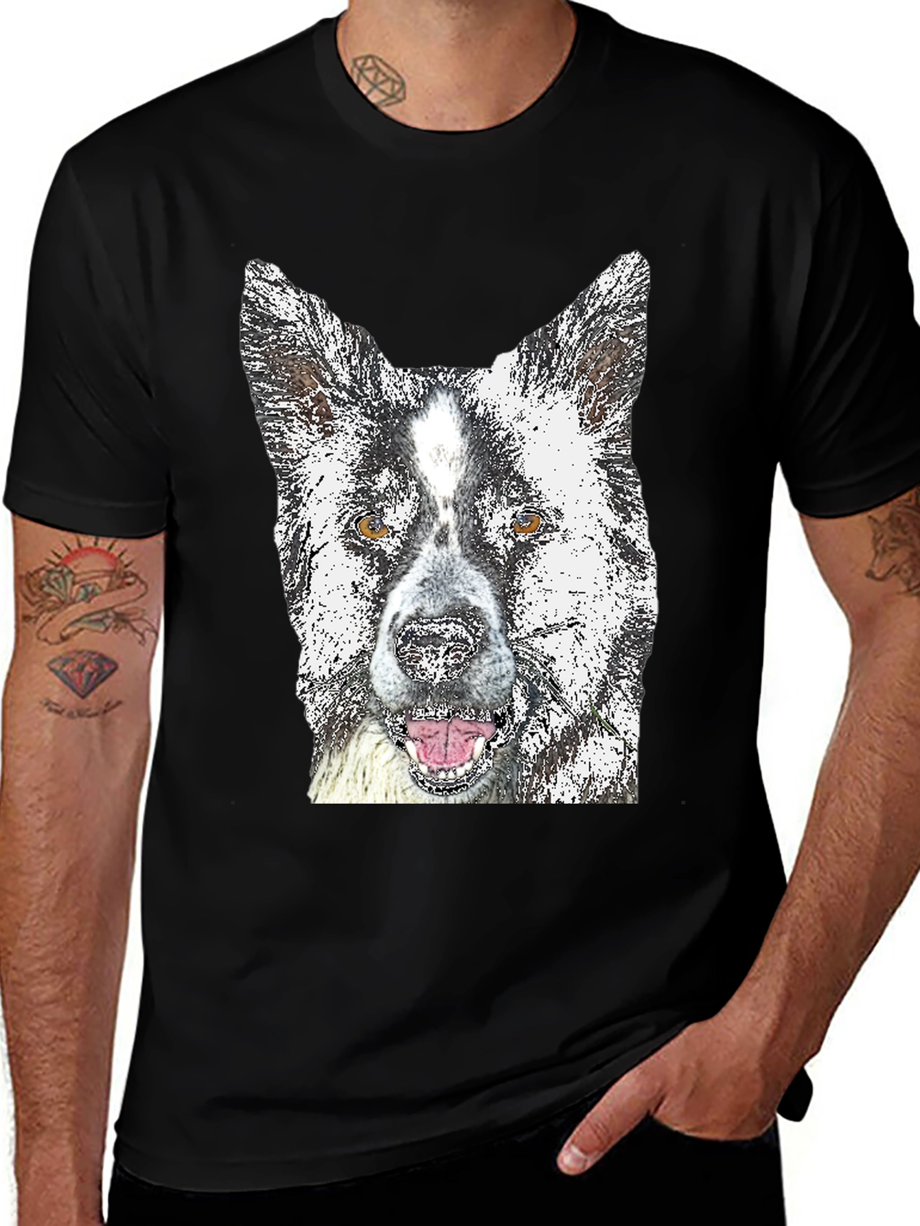 Dog Graphic Tee - Akita Print Black T-Shirt