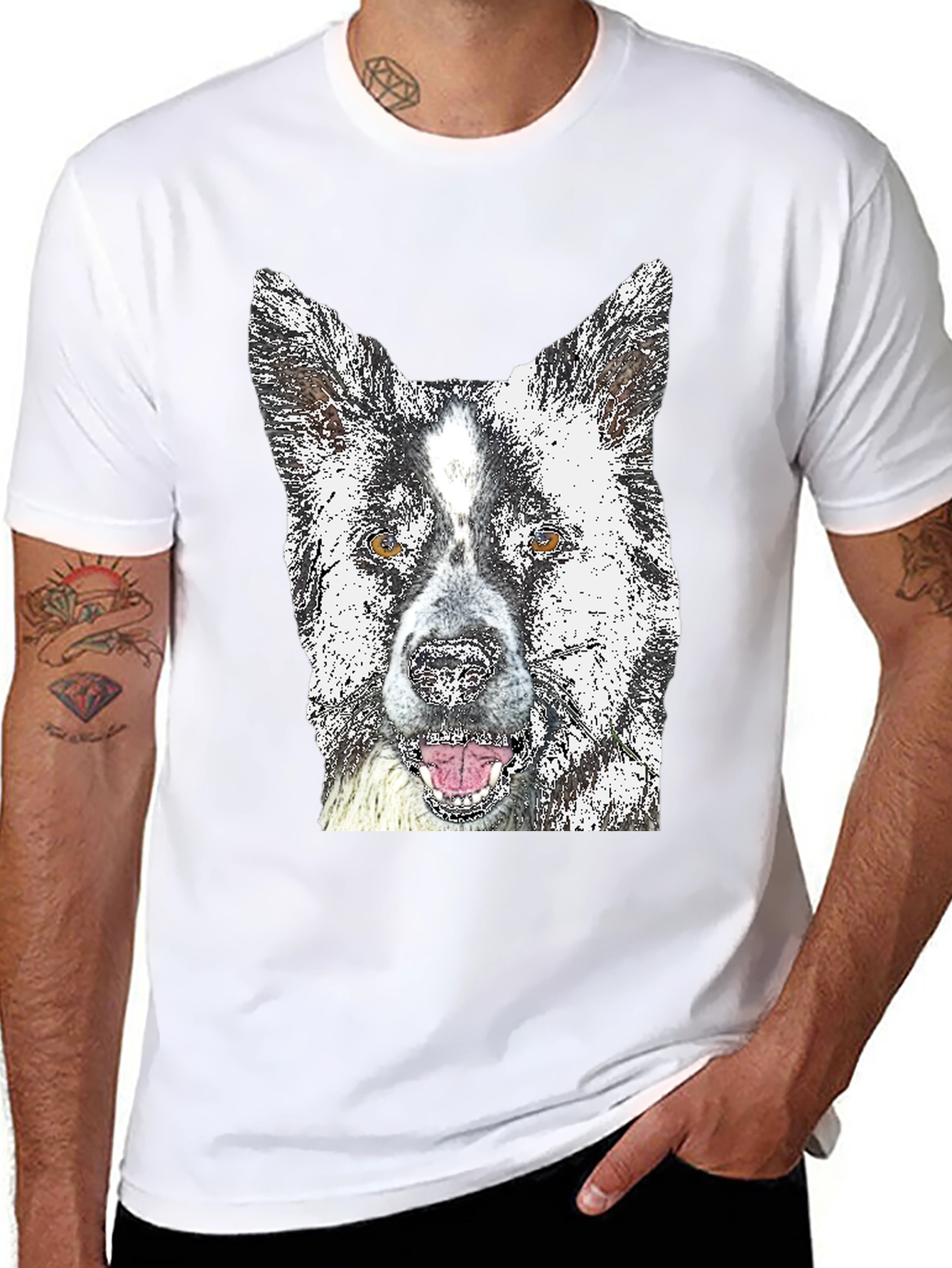 Dog Graphic Tee - Akita Print Black T-Shirt