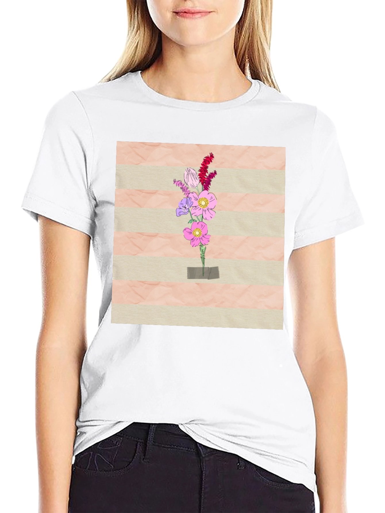 Floral Bouquet Graphic Tee - Artistic Design
