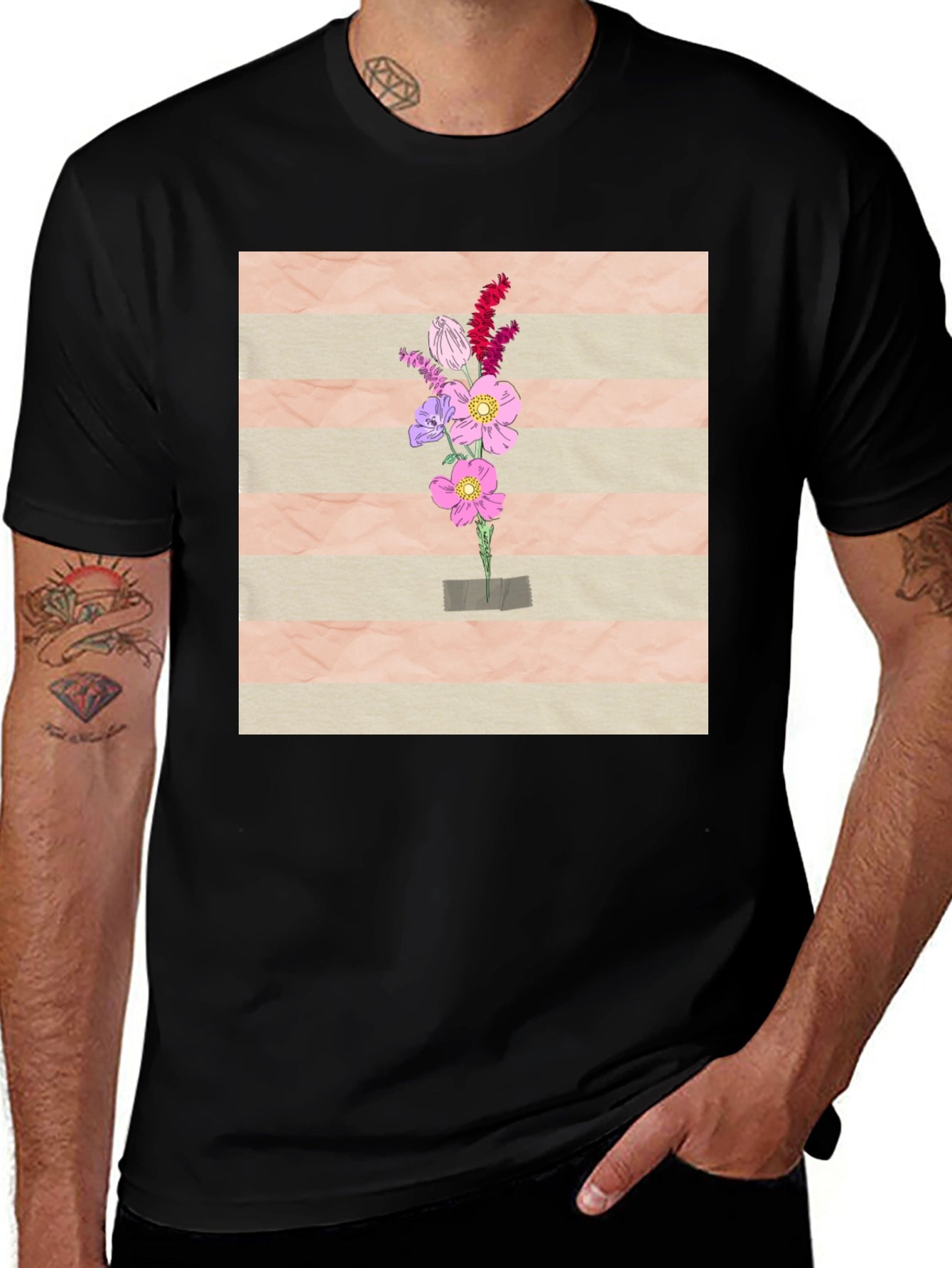 Floral Bouquet Graphic Tee - Artistic Design